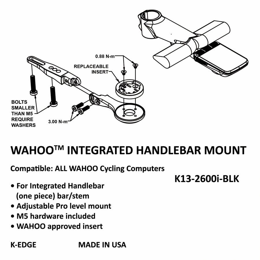 K-EDGE Integrated Handlebar System Mount for Wahoo