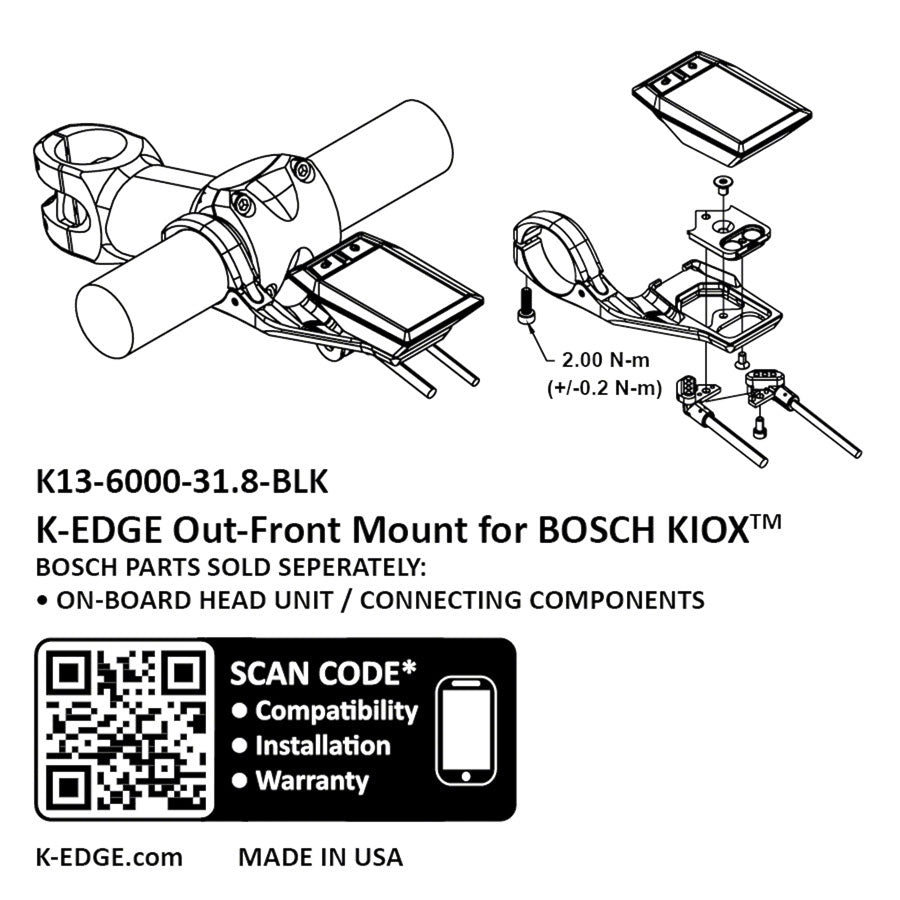 K-EDGE Bosch Kiox Out Front Computer Mount - Black