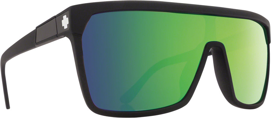 SPY+ FLYNN Sunglasses - Matte Black, Happy Bronze with Green Spectra Mirror Lenses