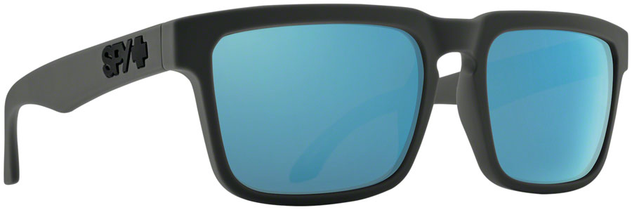SPY+ HELM Sunglasses - Matte Dark Gray, Happy Gray Green Polarized with Light Blue Spectra Mirror Lenses