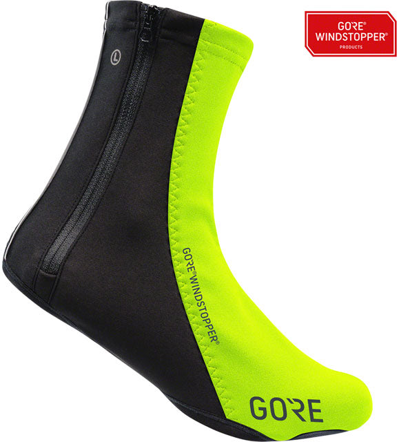 GORE C5 WINDSTOPPER Overshoes - Neon Yellow/Black, Fits Shoe Sizes 4.5-6-0