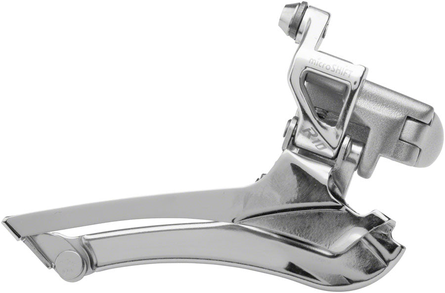 microSHIFT R10 Front Derailleur - 10-Speed, Double, 56t Max, Band Clamp, Shimano Compatible, Silver