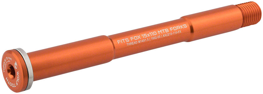 Wolf Tooth Front Thru Axle - FOX, 15 x 110mm, Orange