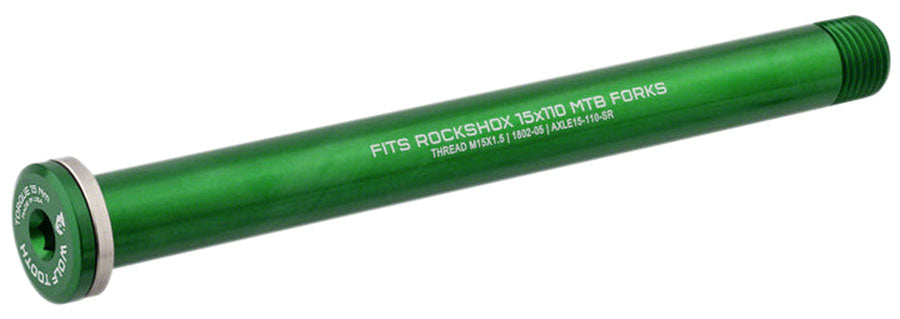Wolf Tooth Front Thru Axle - RockShox, 15 x 110mm, Green