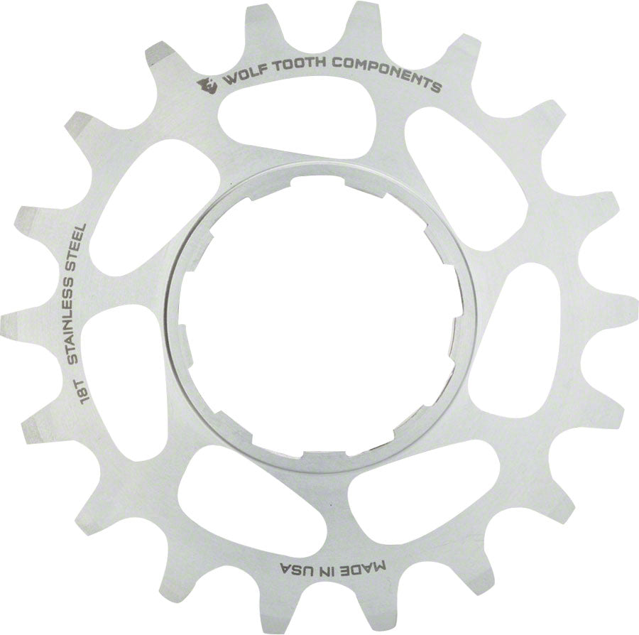 Wolf Tooth Single Speed Stainless Steel Cog: 18T, Compatiblewith 3/32" Chains