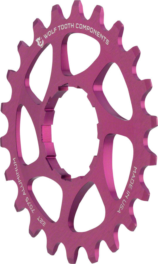 Wolf Tooth Single Speed Aluminum Cog: 22T, Compatible with 3/32" Chains, Purple