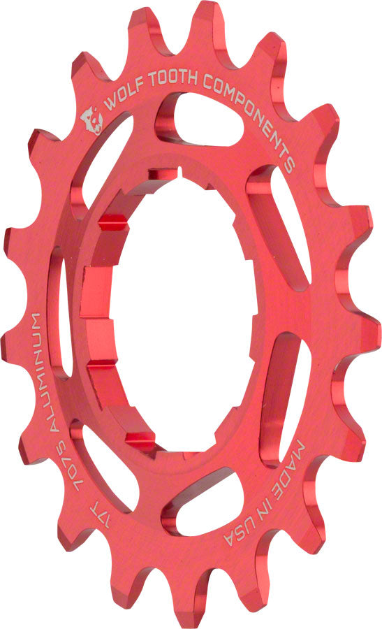 Wolf Tooth Single Speed Aluminum Cog: 17T, Compatible with 3/32" Chains, Red