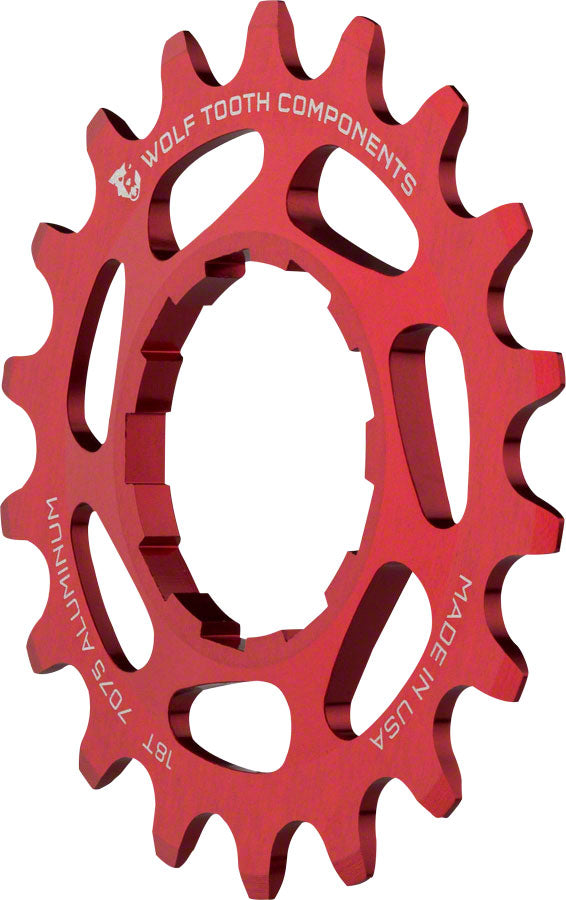 Wolf Tooth Single Speed Aluminum Cog: 18T, Compatible with 3/32" Chains, Red