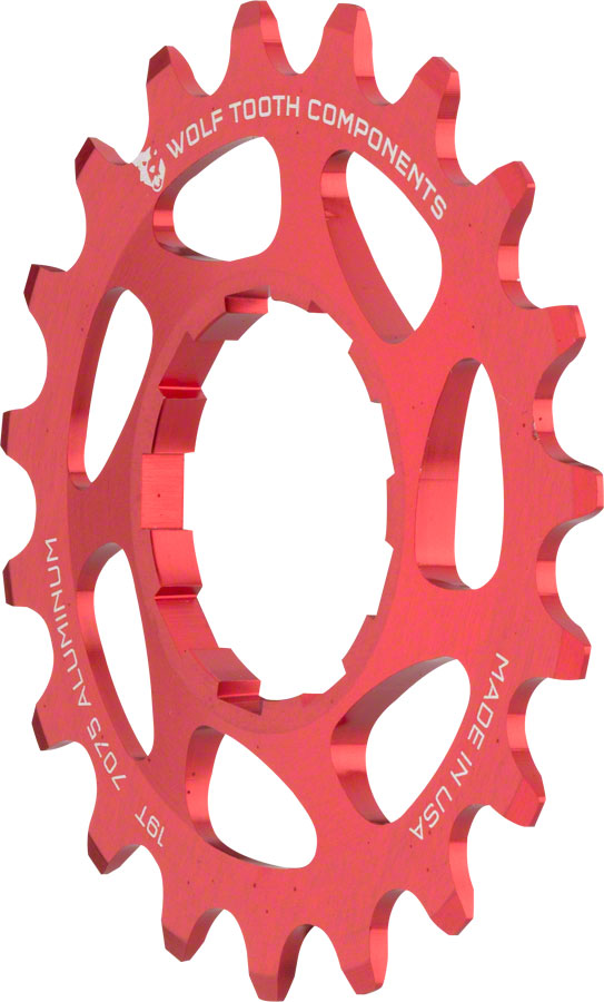 Wolf Tooth Single Speed Aluminum Cog: 19T, Compatible with 3/32" Chains, Red