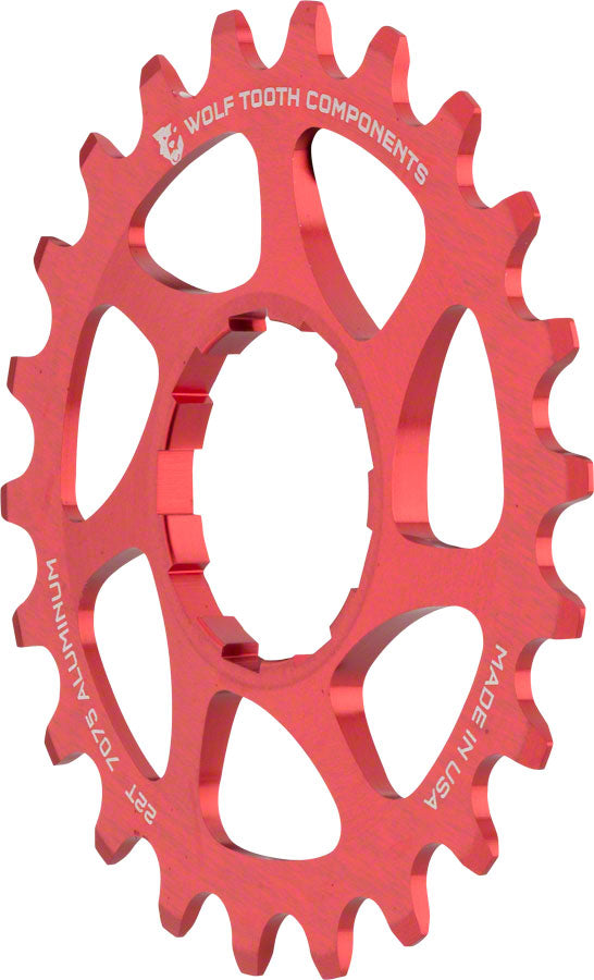 Wolf Tooth Single Speed Aluminum Cog: 22T, Compatible with 3/32" Chains, Red