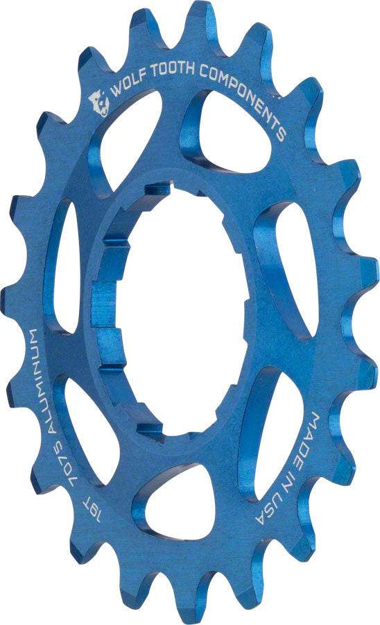 Wolf Tooth Single Speed Aluminum Cog: 19T, Compatible with 3/32" Chains, Blue