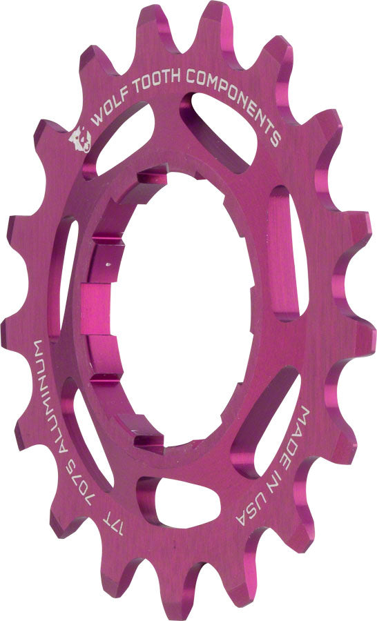 Wolf Tooth Single Speed Aluminum Cog: 17T, Compatible with 3/32" Chains, Purple