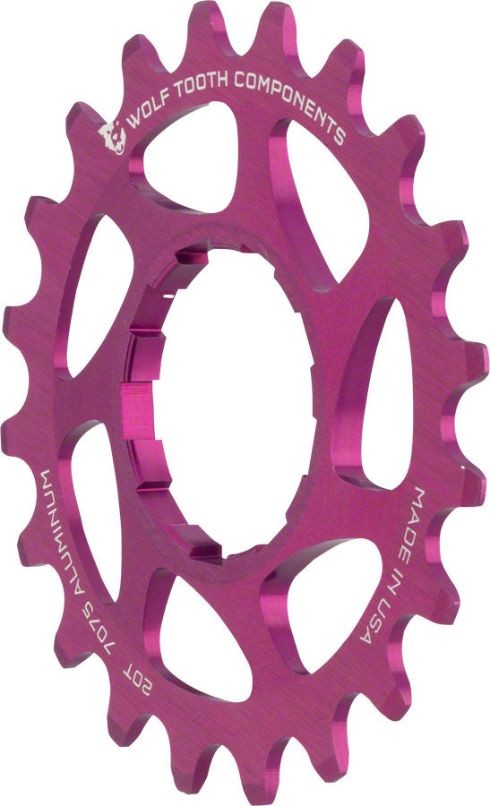 Wolf Tooth Single Speed Aluminum Cog: 20T, Compatible with 3/32" Chains, Purple