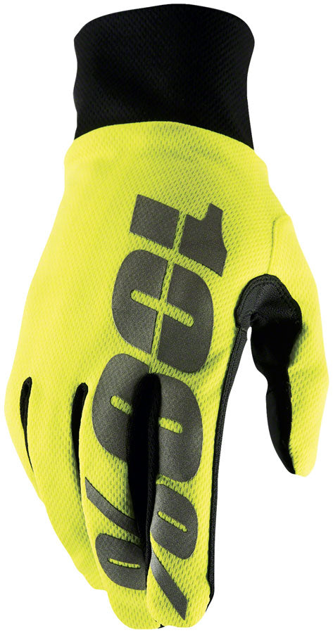100% Hydromatic Gloves - Flourescent Yellow, Full Finger, Medium