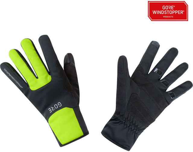 GORE M WINDSTOPPER Thermo Gloves - Black/Neon Yellow, Full Finger, Small-0