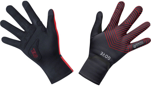GORE C3 GORE-TEX INFINIUM™ Stretch Mid Gloves - Black/Red, Full Finger, X-Large