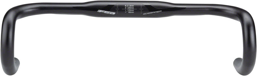 Full Speed Ahead Gossamer Compact Drop Handlebar - Aluminum, 31.8mm, 44cm, Black