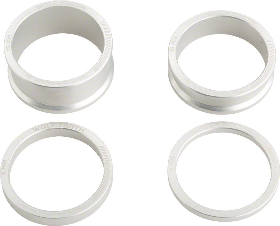 Wolf Tooth Headset Spacer Kit 3, 5, 10, 15mm, Silver