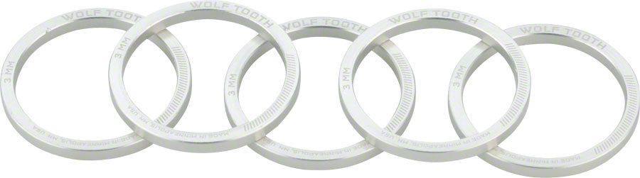Wolf Tooth Headset Spacer 5 Pack, 3mm, Silver
