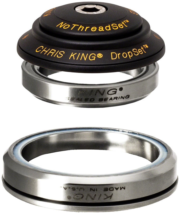 Chris King DropSet 3 Headset - 1-1/8 - 1.5", 41/52mm, 36 Deg, Black/Gold
