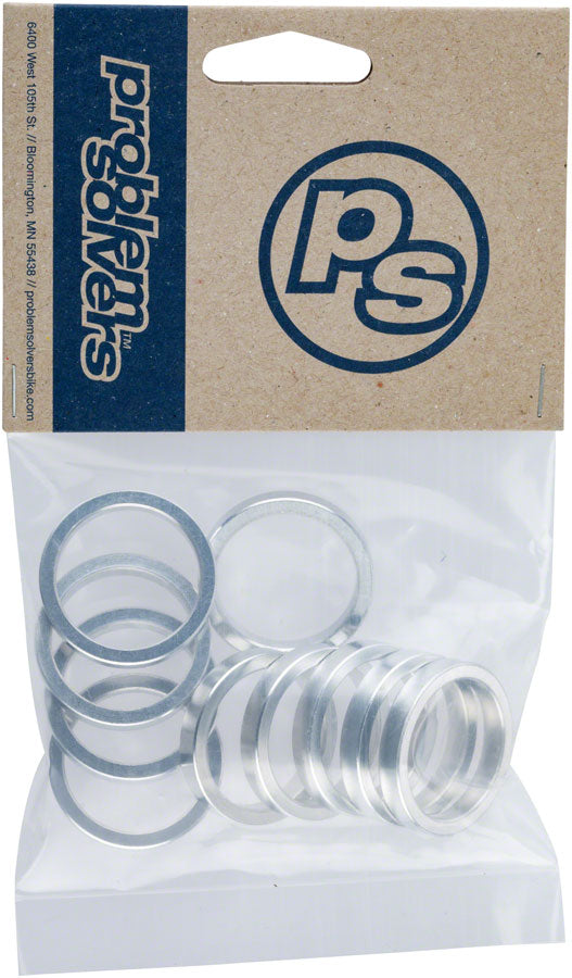 Problem Solvers Headset Stack Spacer - 25.4, 5mm, Aluminum, Silver, Bag of 10