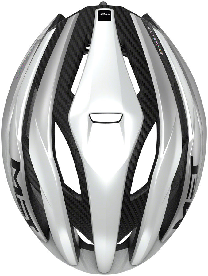 MET Trenta 3K Carbon MIPS Helmet - White/Silver Metallic, Matte