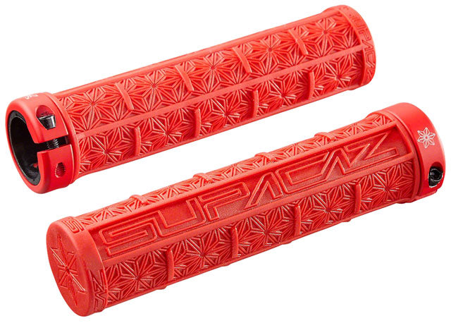 Supacaz Grizips Grips: Red with Black Star Ringz-0