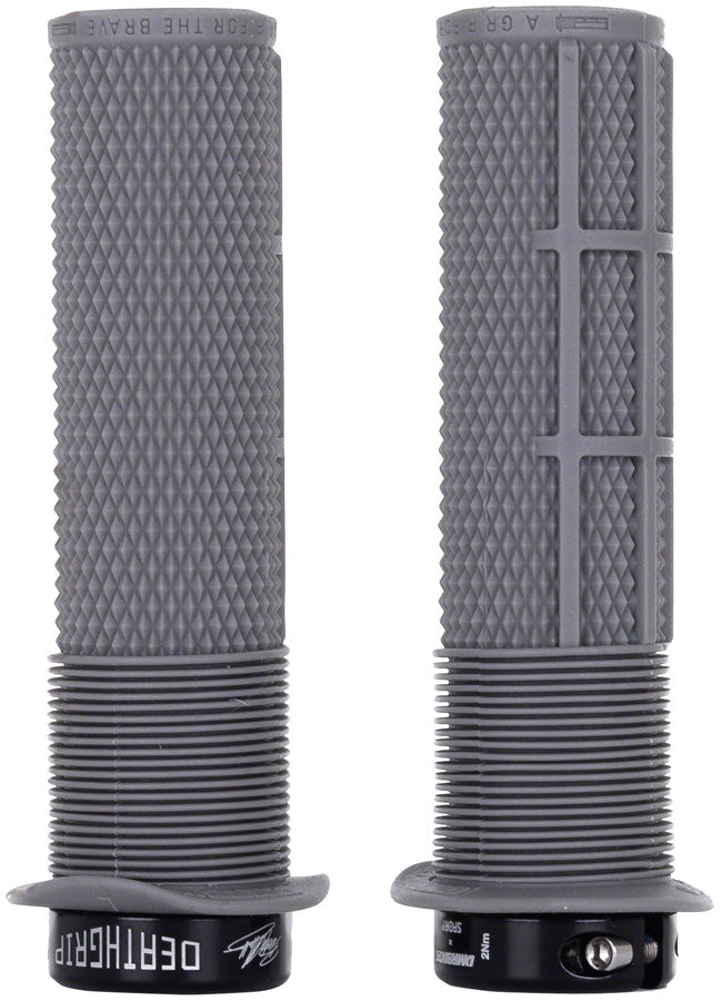 DMR DeathGrip Flanged Grips - Thick, Lock-On, Gray