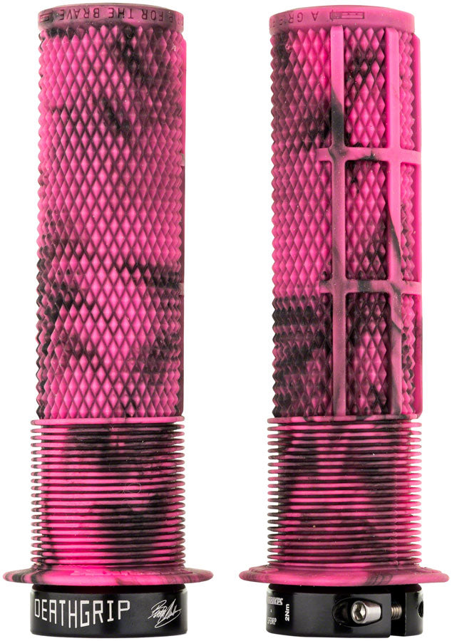 DMR DeathGrip Flanged Grips - Thin, Lock-On, Marble Pink
