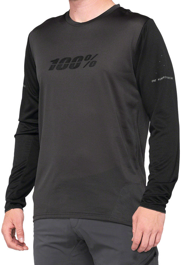 100% Ridecamp Long Sleeve Jersey - Black/Charcoal, Large
