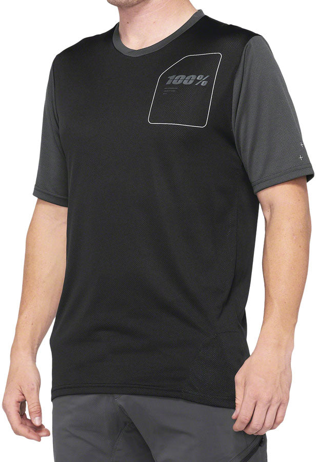 100% Ridecamp Jersey - Black/Charcoal, Short Sleeve, Men's, Large