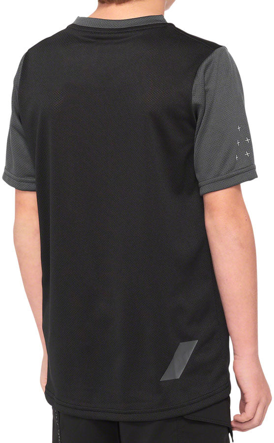 100% Ridecamp Jersey - Black/Charcoal, Short Sleeve, Youth, Large