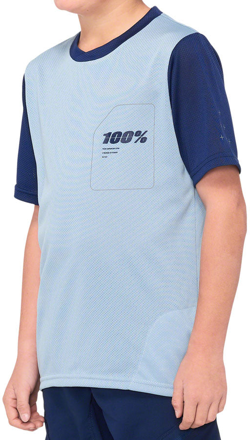 100% Ridecamp Jersey - Blue/Navy, Short Sleeve, Youth, Medium