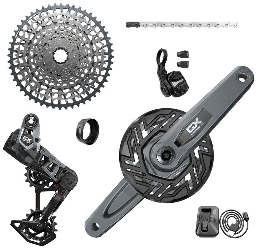 SRAM GX Eagle T-Type Ebike AXS Groupset - 160mm ISIS Crank Arms for Bosch, 36T Ring/Clip-On Guard, Derailleur, Shifter, 10-52t Cassette