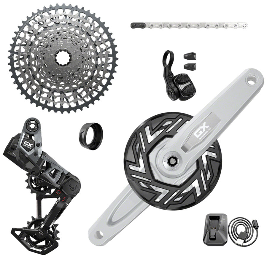 SRAM GX Eagle T-Type Ebike AXS Groupset - 104BCD 34T with Clip-On Guard, Derailleur, Shifter, 10-52t Cassette, Arms not included