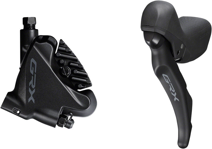 Shimano GRX ST-RX600 Shift/Brake Lever with BR-RX400 Hydraulic Disc Brake Caliper - Left/Front, 2x, Flat Mount Caliper, Black