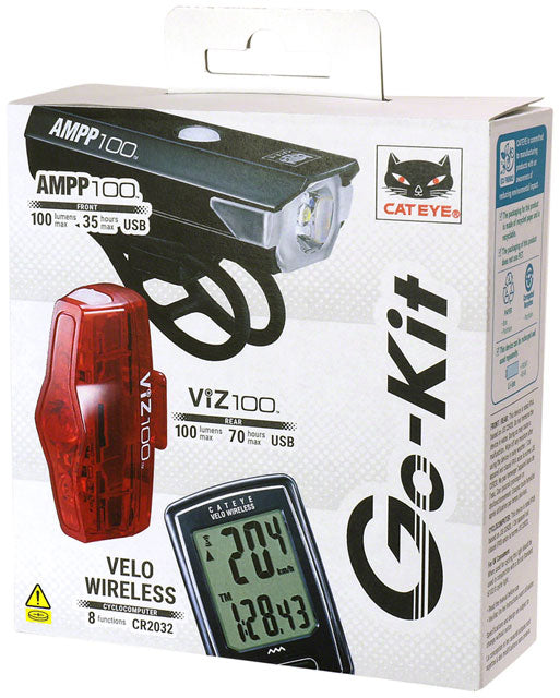 CatEye GS22 Go Kit Light and Computer Set - AMPP100 , ViZ100, Velo Wireless-0
