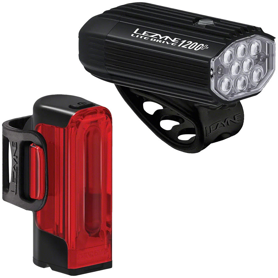 Lezyne Lite Drive 1200+ / Strip Drive Pro 400+ Headlight and Taillight Set, Black