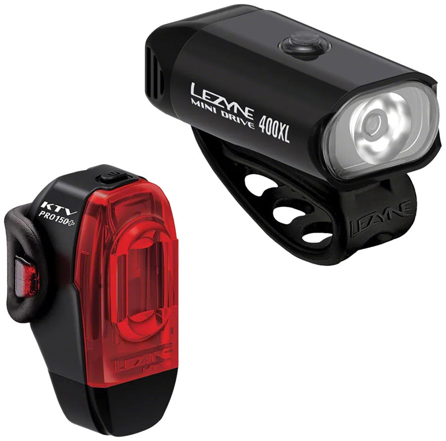 Lezyne Mini Drive 400Xl / KTV Drive Pro+ Headlight and Taillight Set, Black