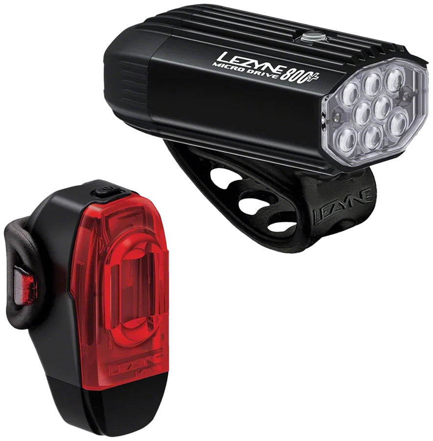 Lezyne Micro Drive 800+ / KTV Drive+ Headlight and Taillight Set, Black