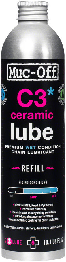 Muc-Off C3 Wet Ceramic Bike Chain Lube - 300ml, Aluminum Refill Bottle