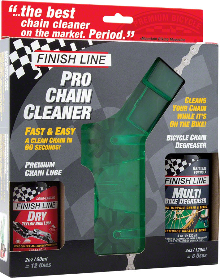 Finish Line Pro Chain Cleaner with 2oz DRY Chain Lubricant and 4oz EcoTech Degreaser