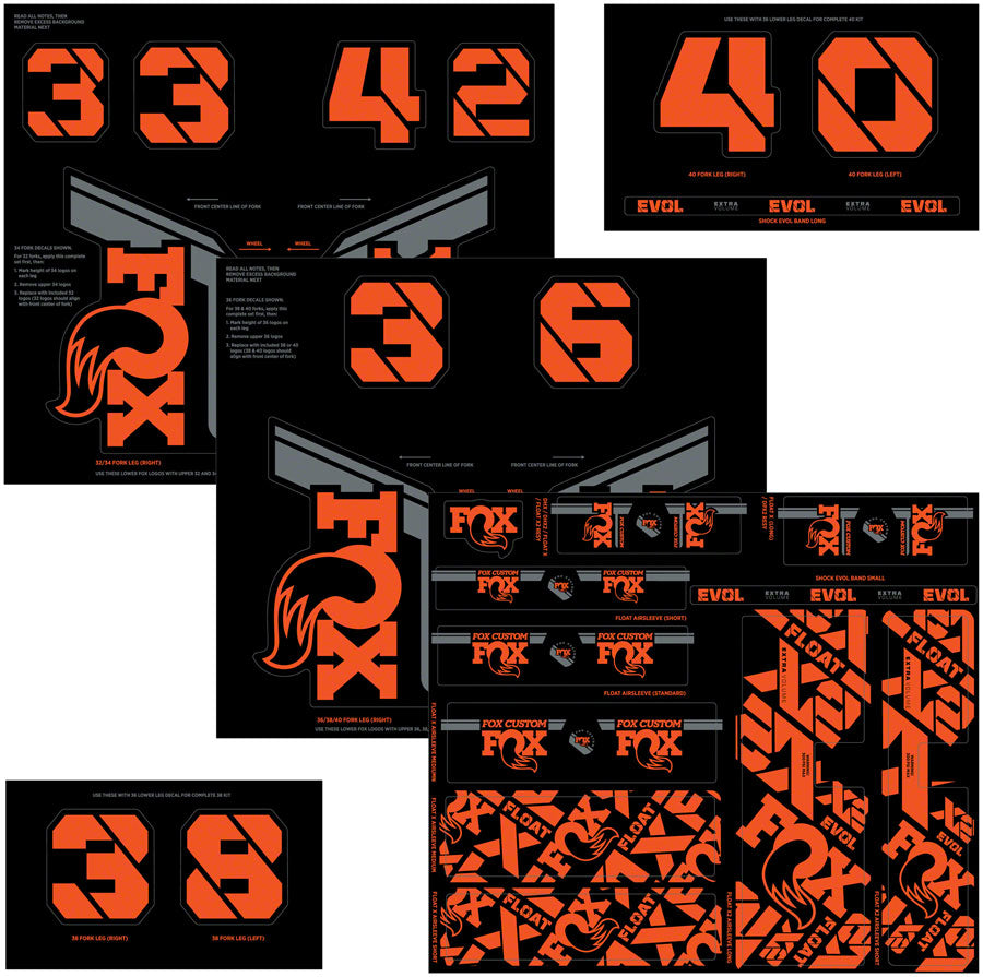 FOX Fork and Shock Decal Kit - Factory Orange