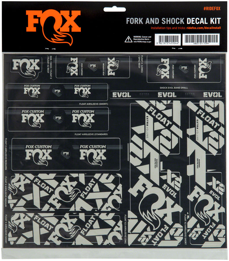 FOX Fork and Shock Decal Kit - Battleship Gray