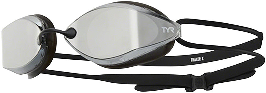 TYR Tracer X Racing Mirrored Goggle: Black Frame/Silver Gasket/Silver Metallic Mirror Lens