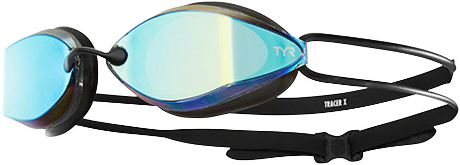 TYR Tracer X Racing Mirrored Goggle: Black Frame/Black Gasket/Gold Metallic Mirror Lens