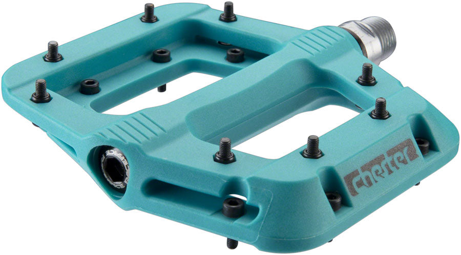 RaceFace Chester Pedals - Platform, Composite, 9/16",Turquoise, Replaceable Pins