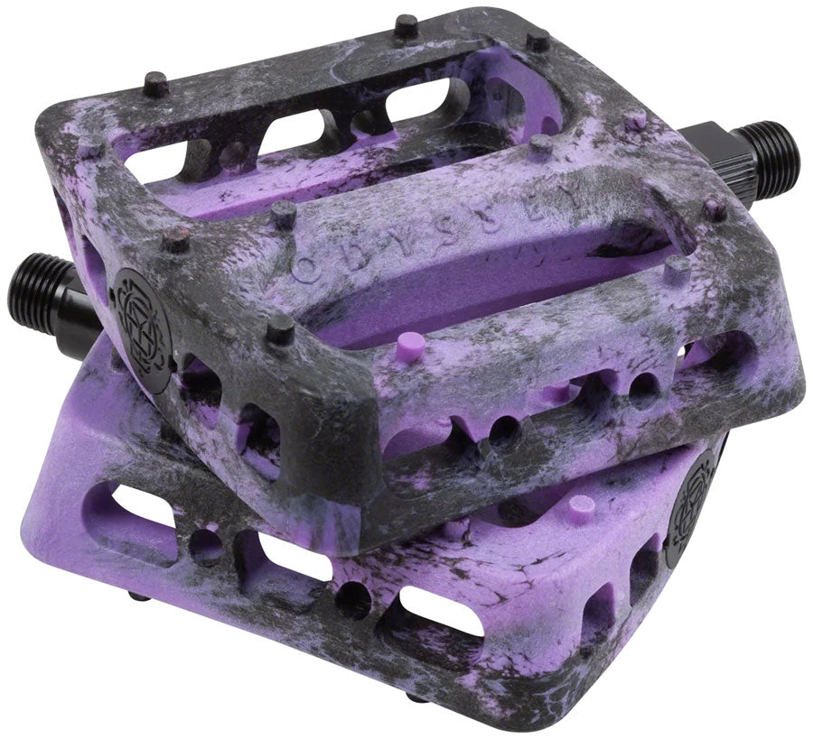 Odyssey Twisted Pro PC Pedals - Platform, Composite/Plastic, 9/16", Black/Purple Swirl