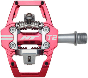 HT Components T2 Pedals - Dual Sided Clipless Platform Aluminum 9/16" Red