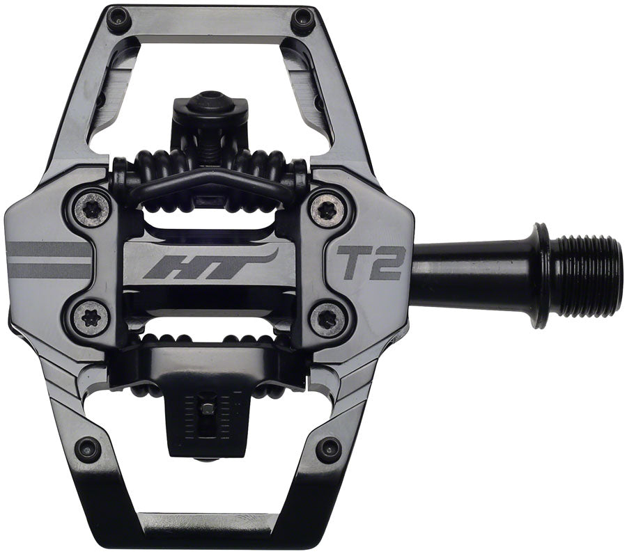 HT Components T2 Pedals - Dual Sided Clipless with Platform, Aluminum, 9/16", Stealth Black